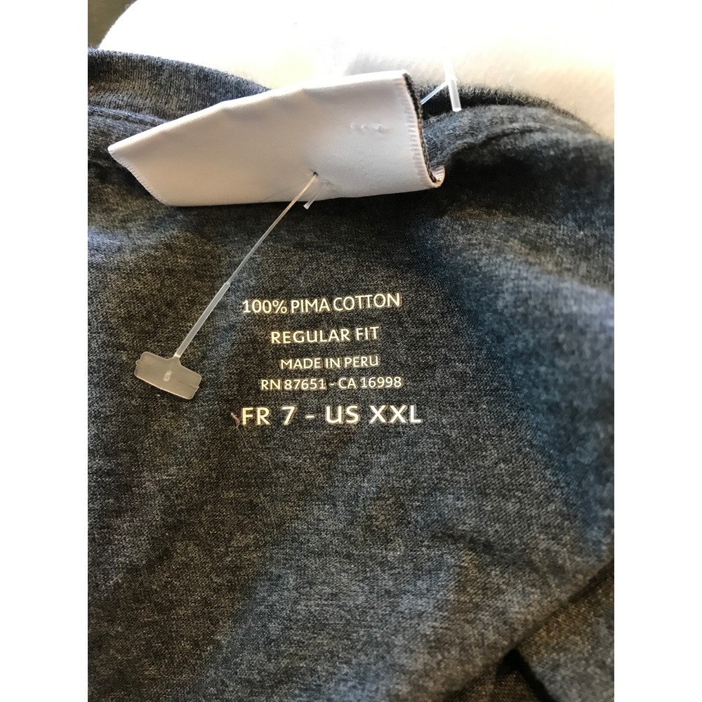 NWOT Lacoste Mens V-Neck T-Shirt Charcoal Heather Grey Pima Cotton Logo XXL FR 7 - Picture 4 of 4